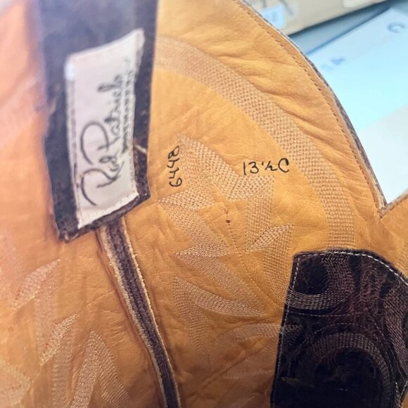 Rod Patrick Mens Cowboy Boots 13.5C Perro Loco Brown Leather Western Square Toe - Picture 9 of 12